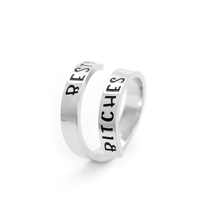 Popular Fashion Personality Titanium Steel Jewelry Engraving Double-layer Titanium Steel Ring