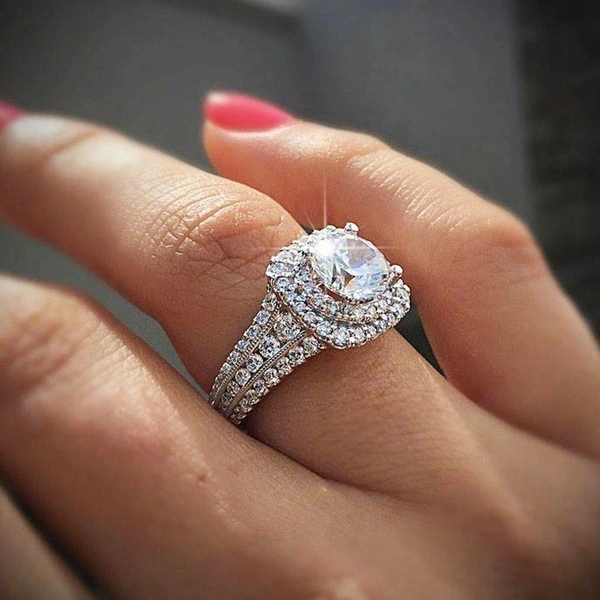 Zhenrong Wish New 18k Platinum Plated White Gold Simulation Diamond Ring
