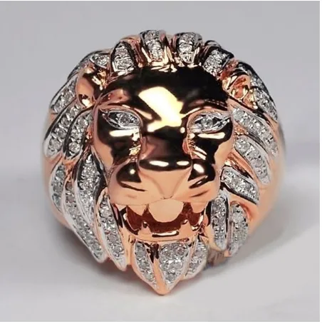 Cross-border E-commerce Supply Diamond Lion Head Ring Popular In Europe And America