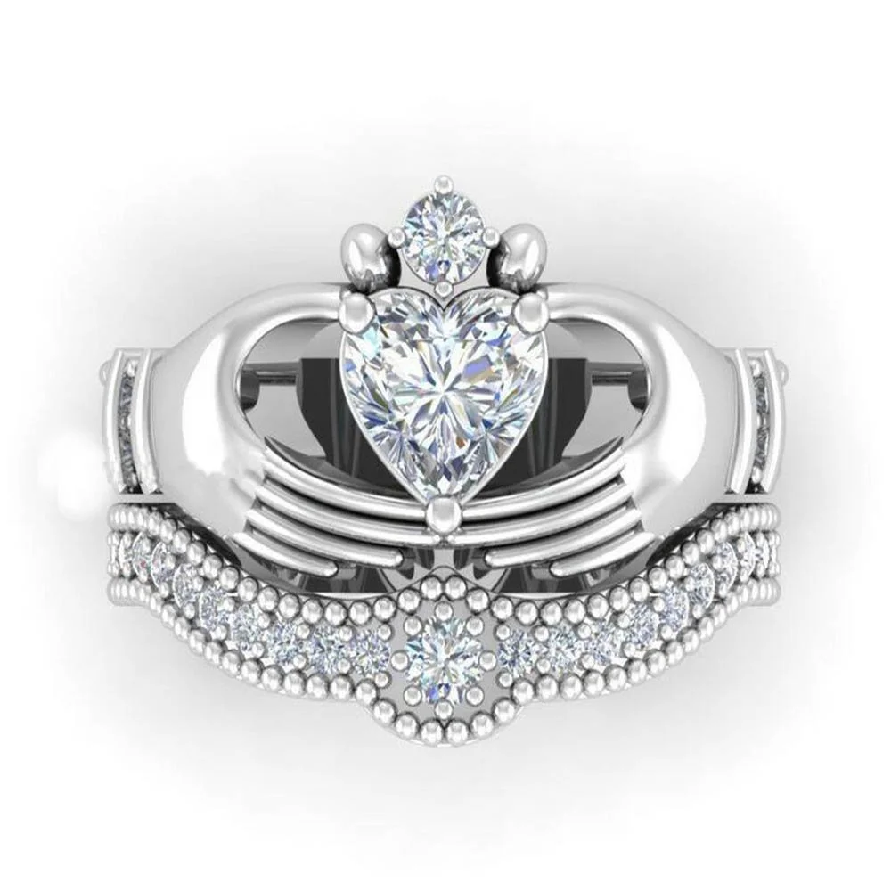Dove Cross-border Hot-selling Jewelry Hand Holding Love Diamond Exquisite Personality Ring