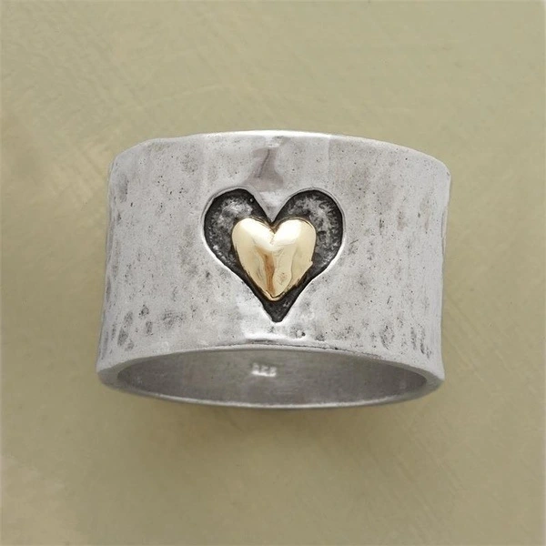 Jewelry Carved Double Love Ring