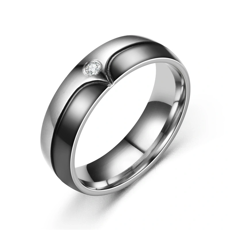 Couple Ring Stainless Steel Micro Inlaid Zircon Pair Ring