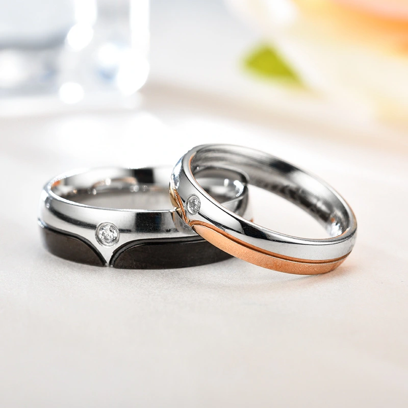 Couple Ring Stainless Steel Micro Inlaid Zircon Pair Ring