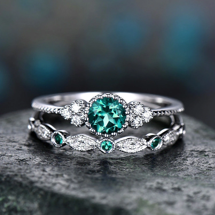 Bossina Wish New Fashion Versatile Zircon Lady Ring Micro Inlaid Simple Emerald Ring Factory Batch