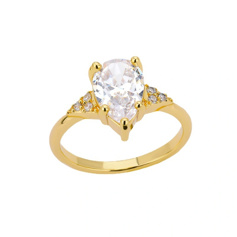 Zircon Heart Ring Women's Peach Heart Zircon Ring