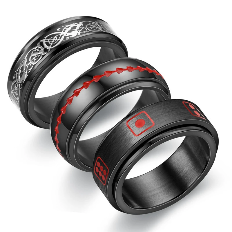 Fashion Double-layer Rotating Stainless Steel Ring