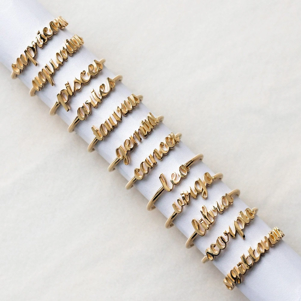 Twelve Constellation Ring Letter Ring Lady