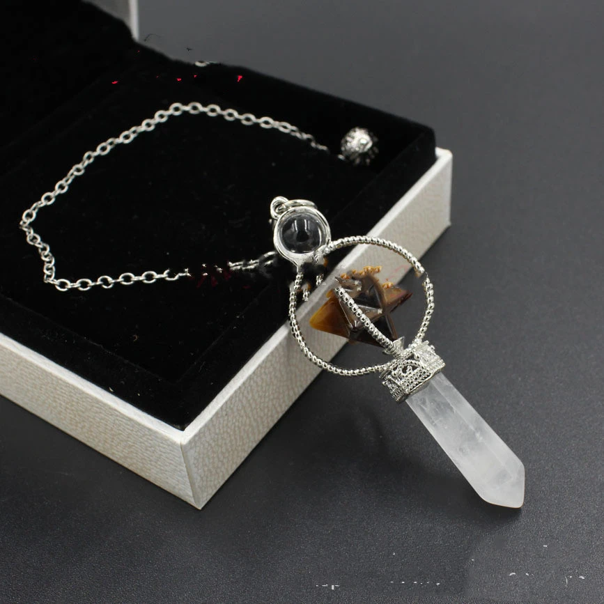Natural Gemstones Merkaba Pendulum Healing Crystal 