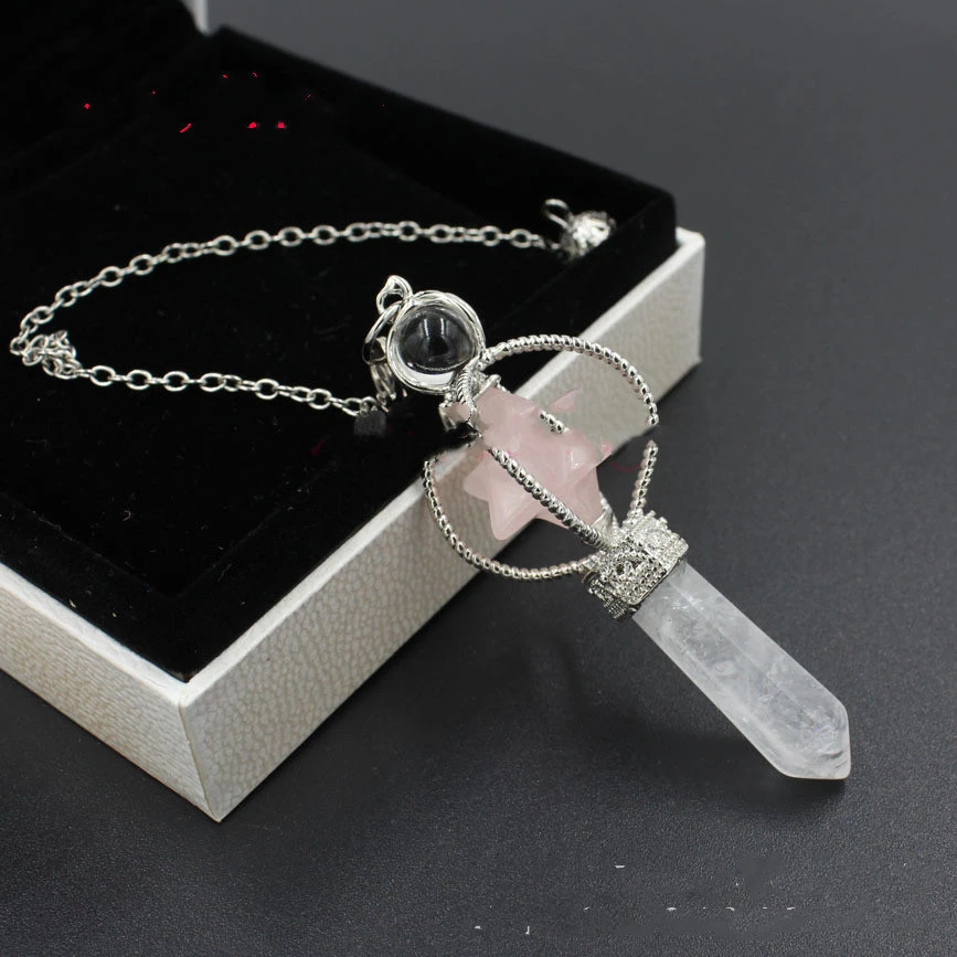 Natural Gemstones Merkaba Pendulum Healing Crystal 