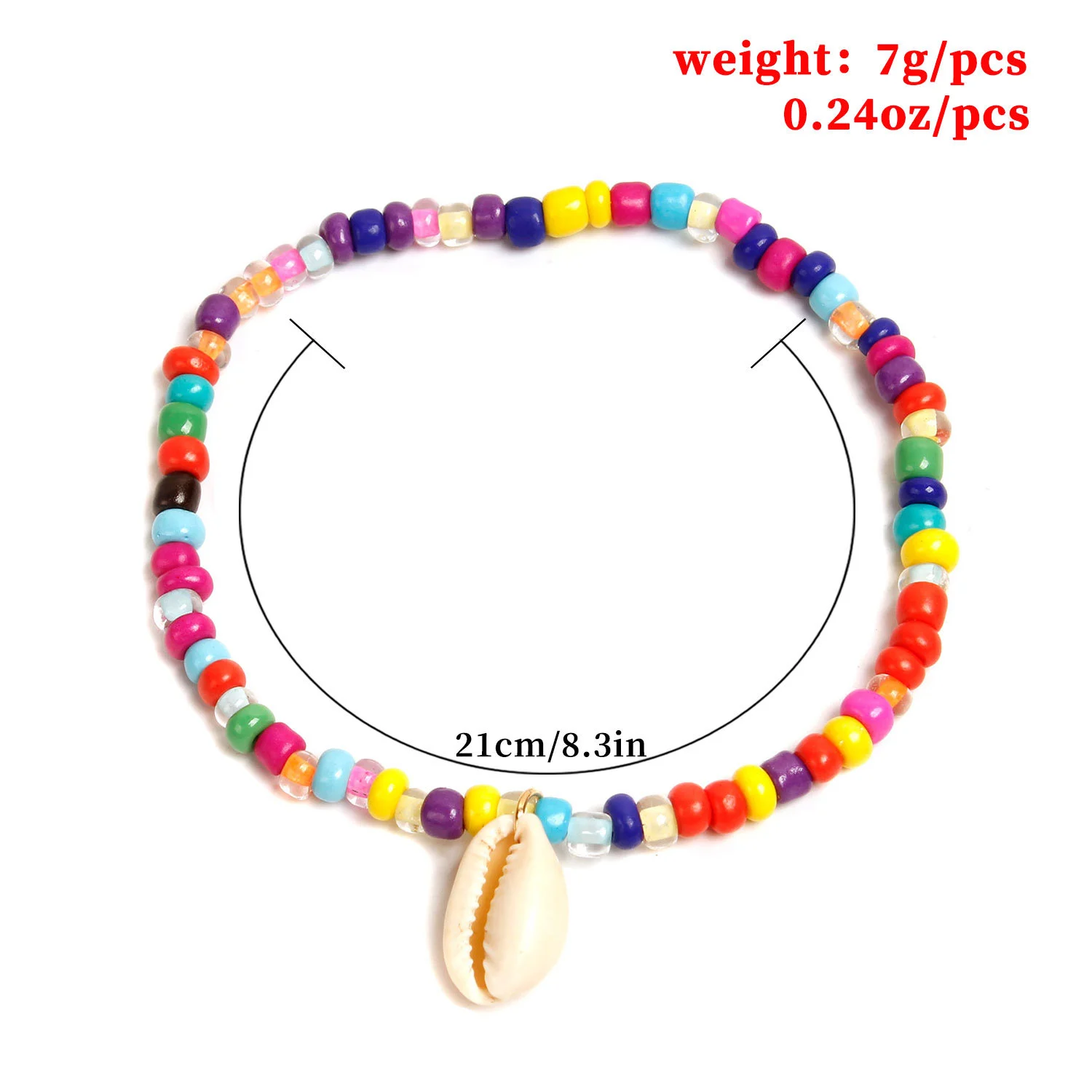 Colorful Mixed Color Rice Bead Shell Anklet Female Beach Personality Foot Jewelry
