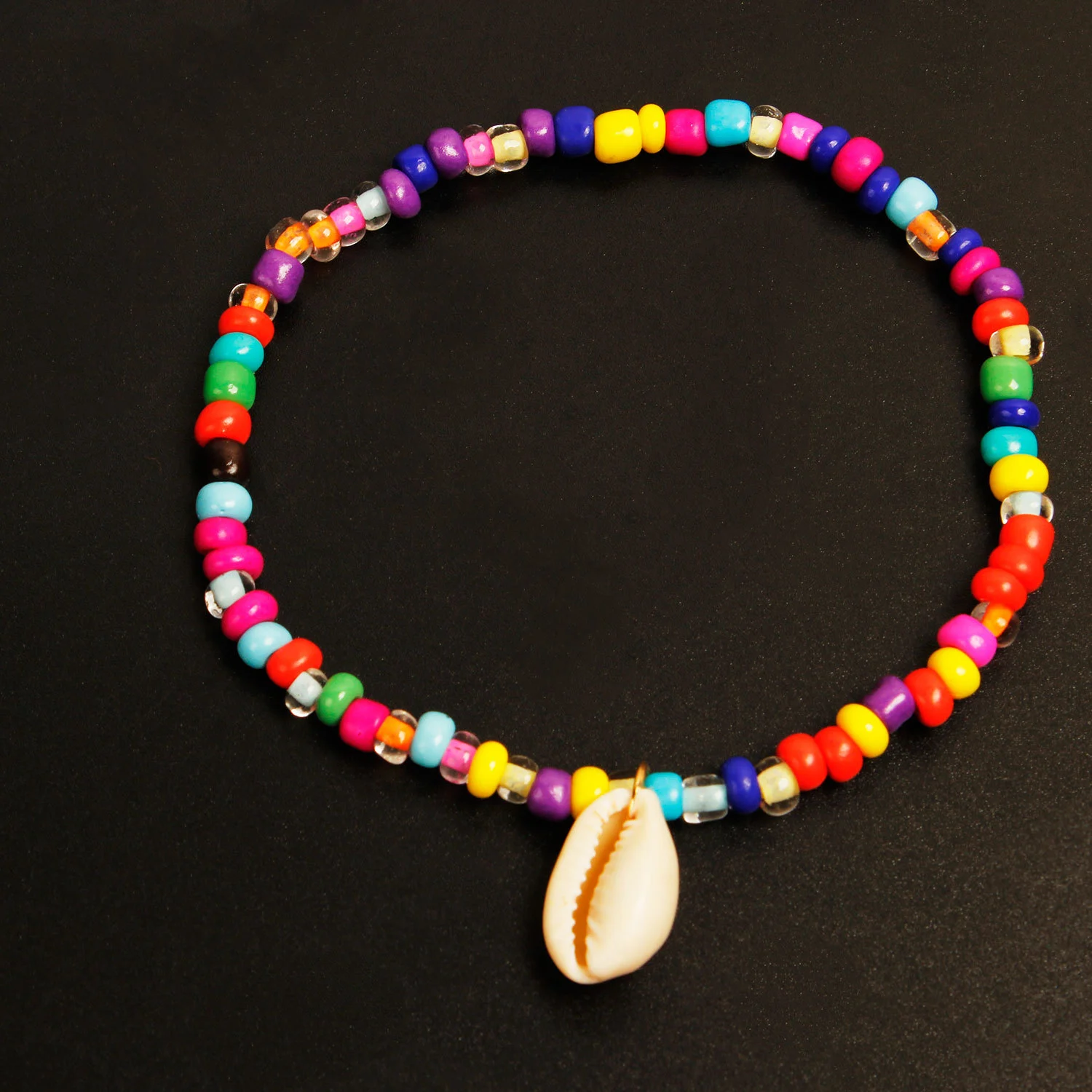 Colorful Mixed Color Rice Bead Shell Anklet Female Beach Personality Foot Jewelry