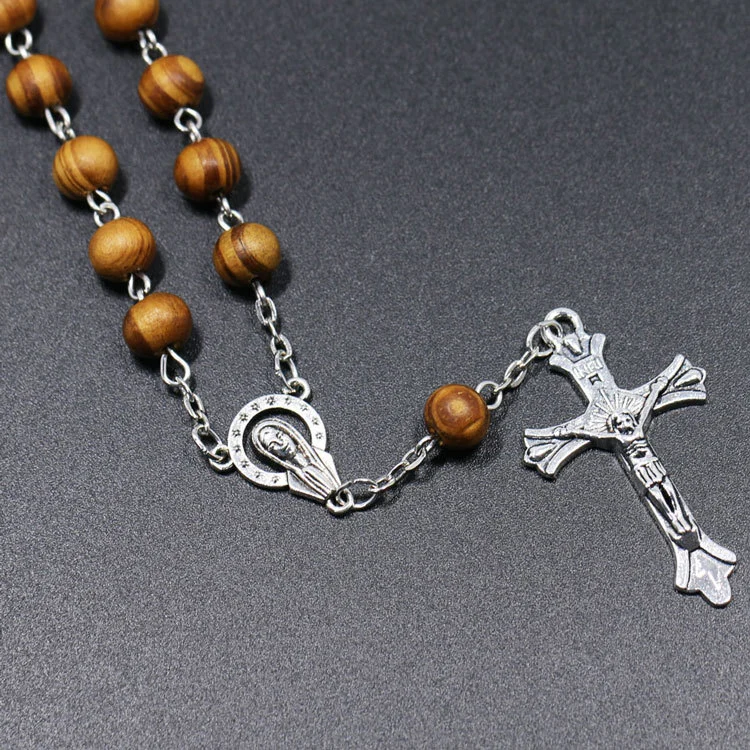 Wooden Beads Cross Catholic Rosary Rosary Bracelet