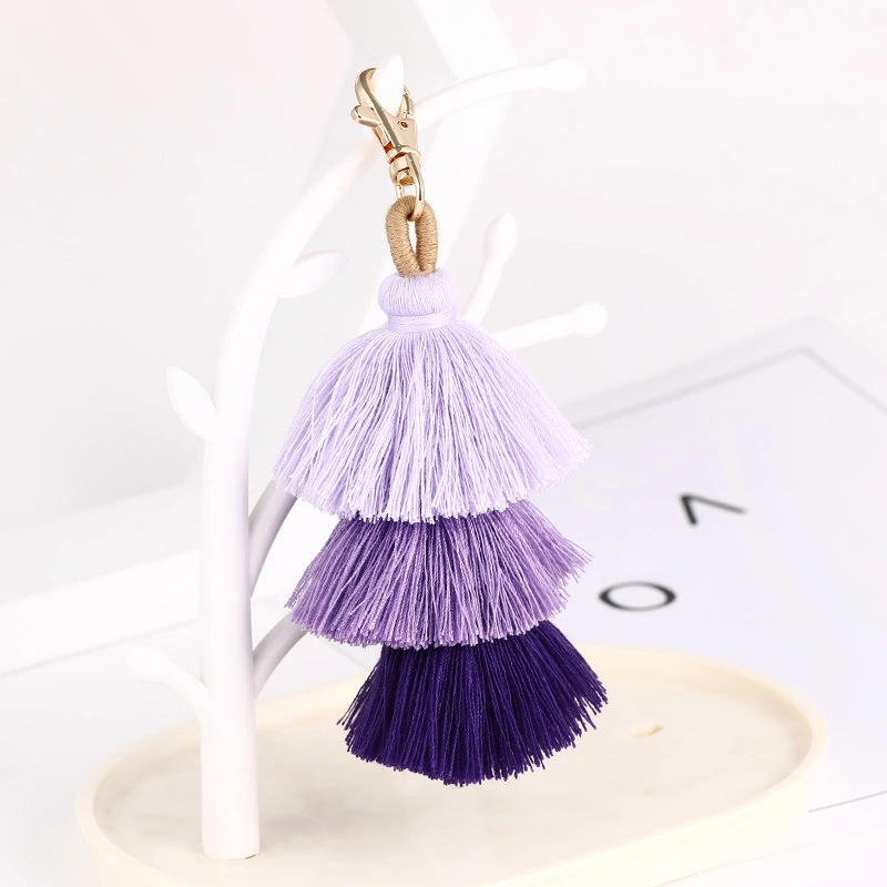 Creative New Bohemian Ethnic Style Three-Layer Tassel Keychain Pendant