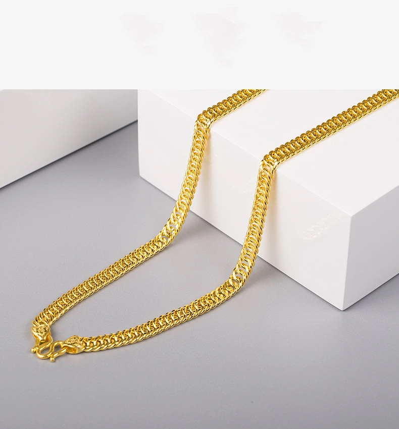 18K Gold Necklace Men's Gold Plated Men's Necklace