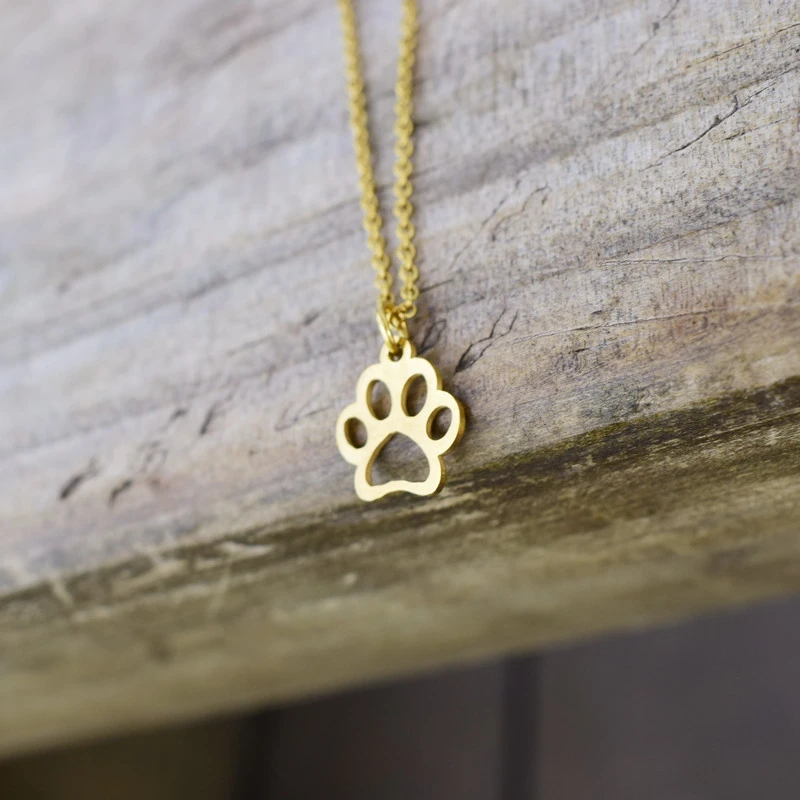 European and American Personality Pet Footprint Necklace Female Dog Paw Print Cat Paw Print Clavicle Chain