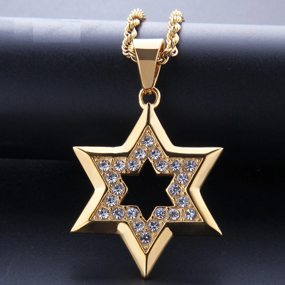 Hexagonal Star Pendant Vacuum Electroplating Trend Hip Hop Male Accessories