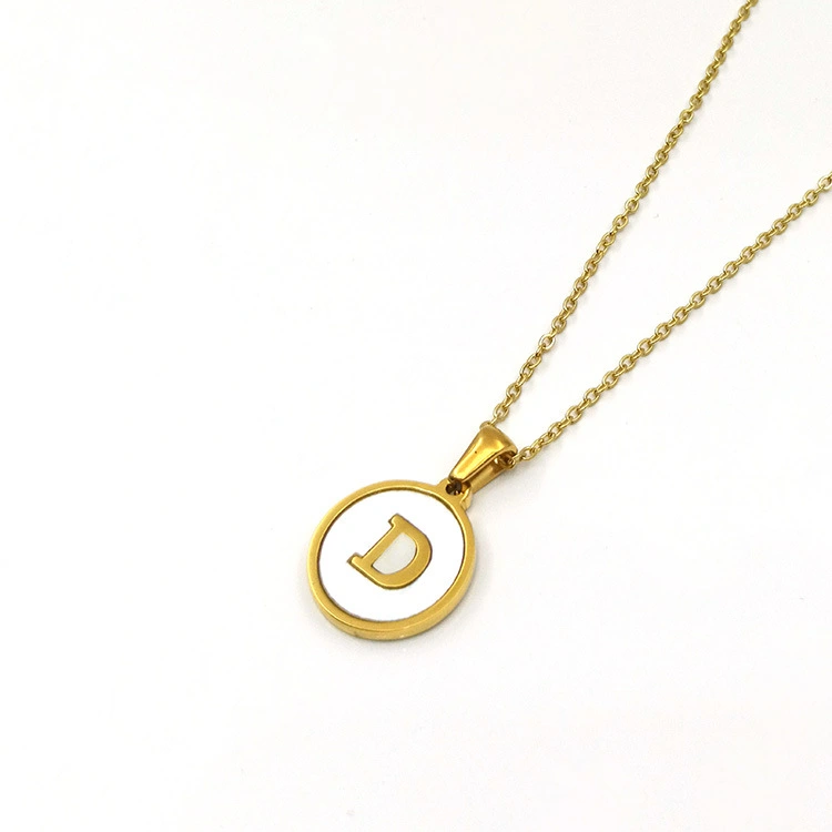 Round Shell Stainless Steel Letter Pendant