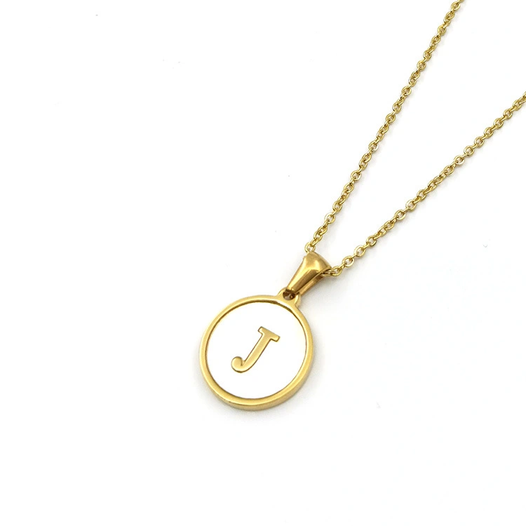Round Shell Stainless Steel Letter Pendant