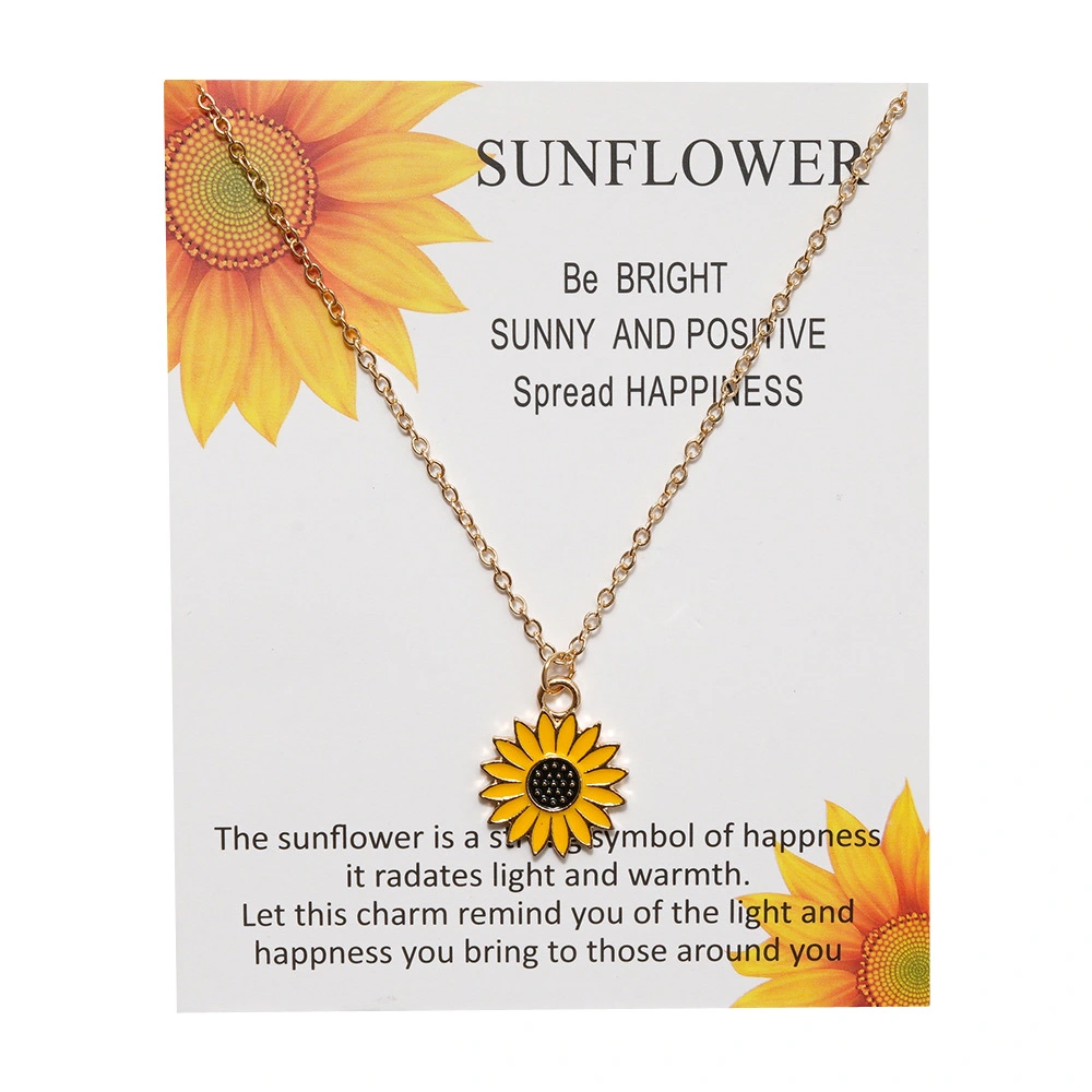 Creative Sunflower Necklace Personality Alloy Drip Sunflower Pendant Clavicle Chain Necklace Accessories