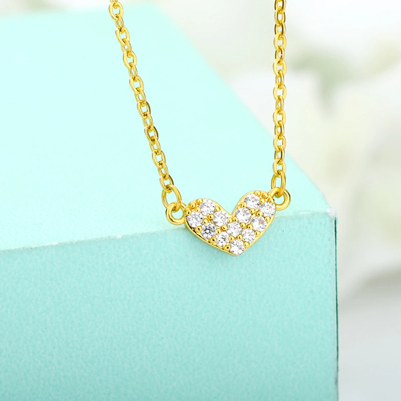 Jewelry Zircon Love Heart Necklace Female Clavicle Chain Heart-shaped