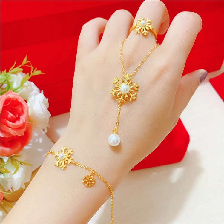 Golden Snowflake Tassel Necklace Female Sand Gold Temperament