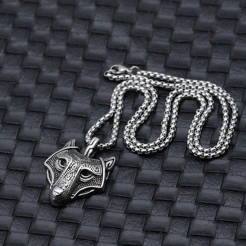 Stainless Steel Wolf Head Pendant Retro