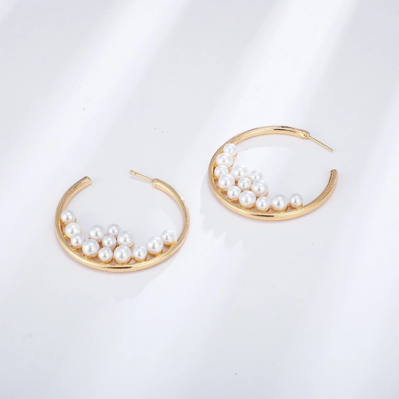 Earrings New Style Pearl Big Circle Earrings Trendy Fashion Exaggerated Pearl Earrings Women Factory Direct Sales