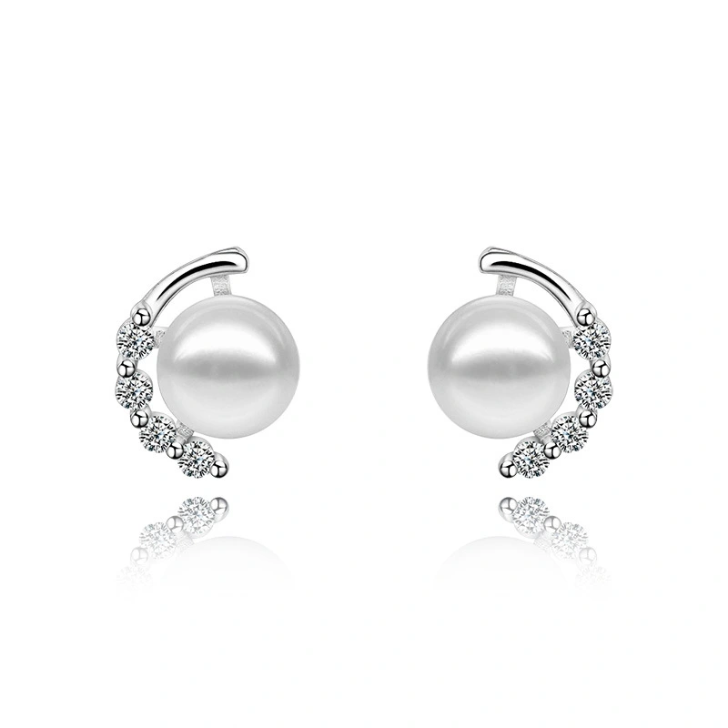 Sparkling Diamond Pearl Earrings Femininity Korean Personality Gift Earrings