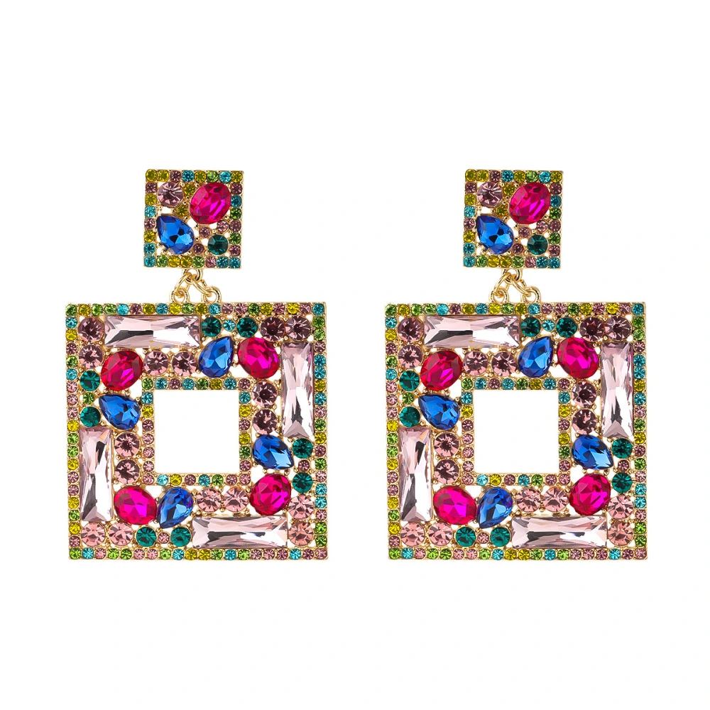 Rhinestones, Glass And Full Diamond Earrings