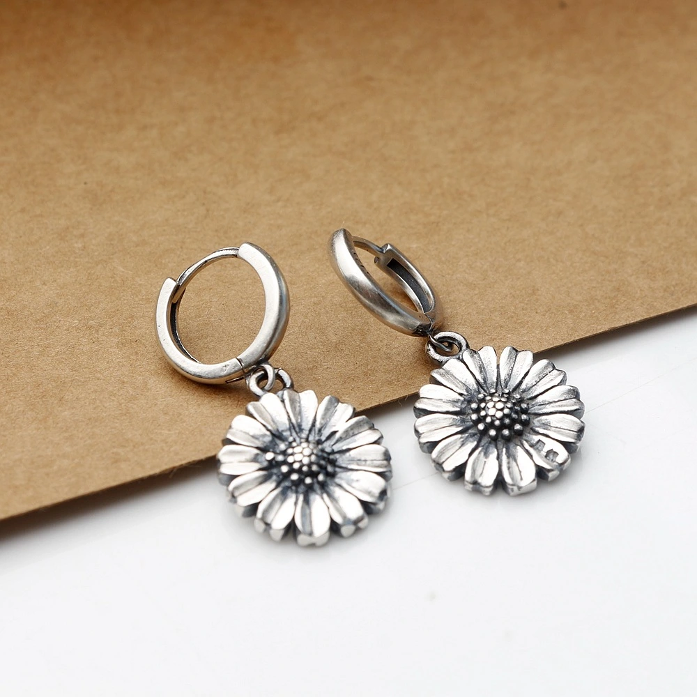 Heitai Silver S925 Pure Silver Sunflower Earrings