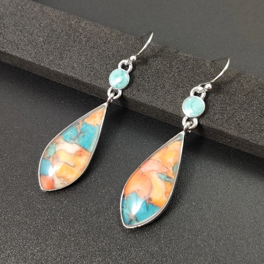 European And American Earrings Vintage Multicolored Glazed Ear Hooks