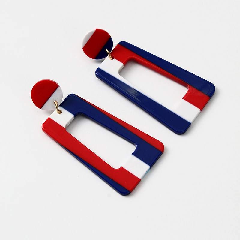 Red, White And Blue Stripes Acetate Earrings