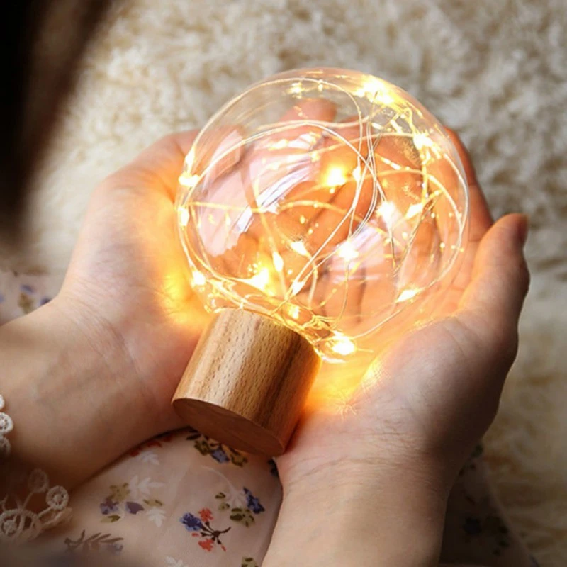 LED Crystal Ball Light Fairy Lamp USB Charging Wire String Table Lights For Party Wedding Christmas Bedroom Decoration