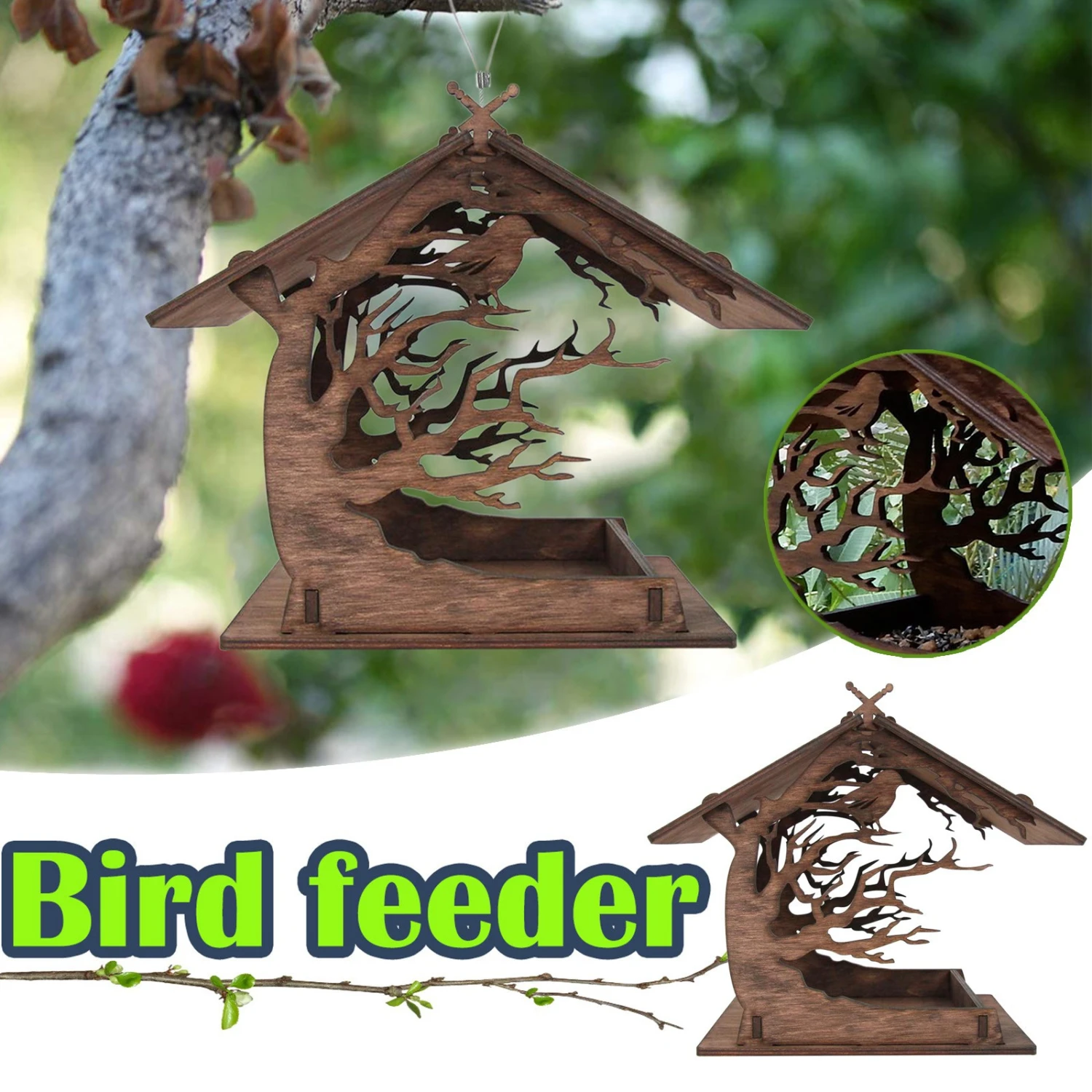 Vintage Wood Attractive Wooden Birdhouse Garden Gifts Courtyard Villa Balcony Bird Feeder Outdoor Garden Decoration
