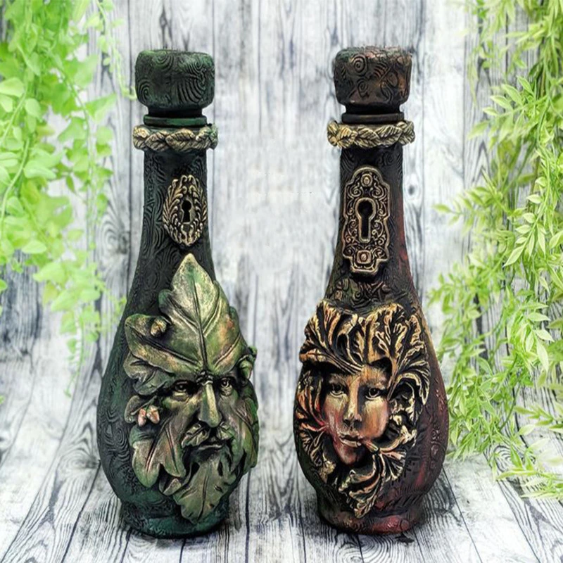 Retro Vase Decorative Bottle Vintage Wizard Pill Bottle Decorative Ornaments Resin Ornaments Home Decoration