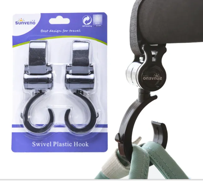 Sanmei Baby Stroller Hook Umbrella Car Accessories Wallet Trolley Wall Bag Accessories 2 Pack Baby Carriage Trolley Hook