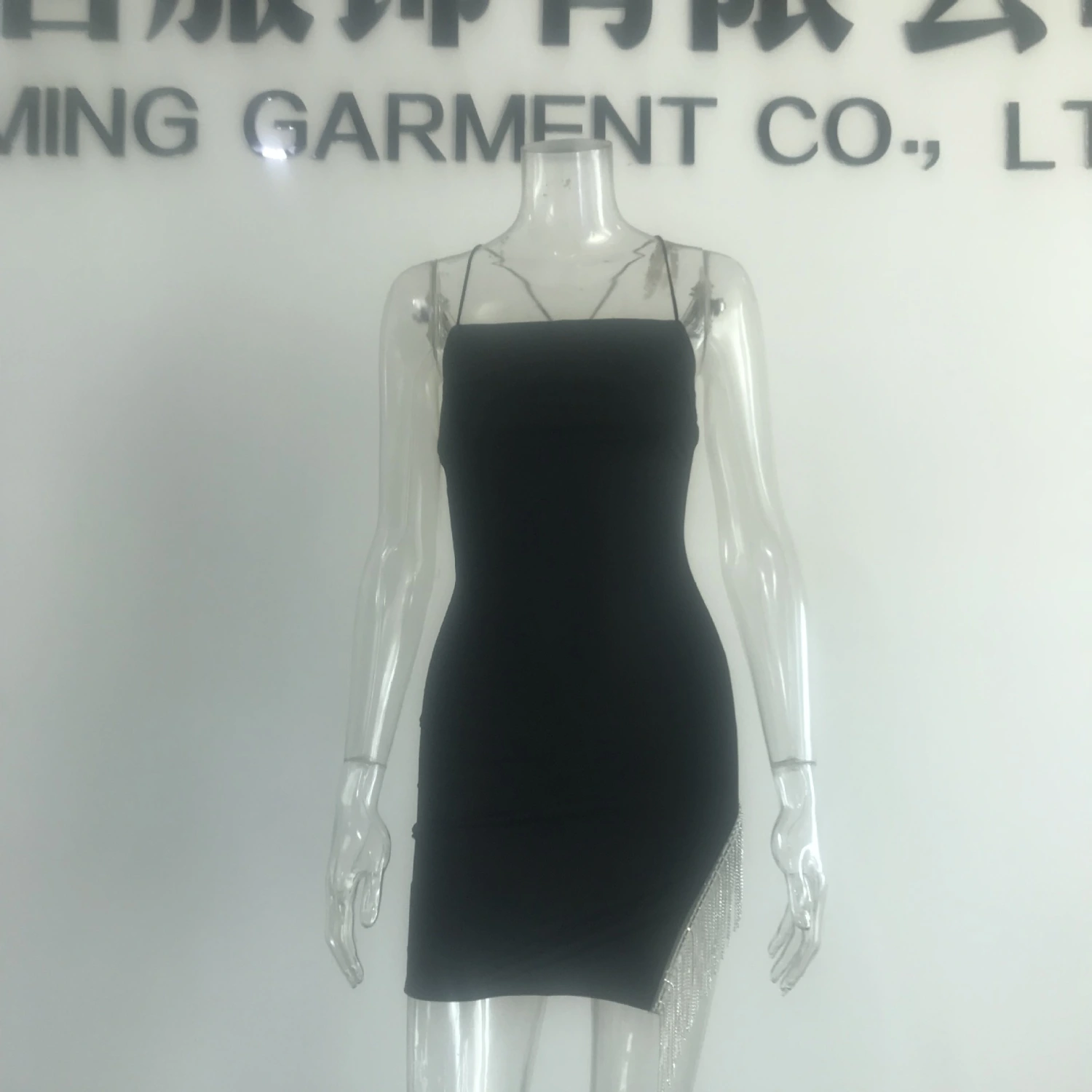 Ladies Spaghetti Straps Back Split Bodysuit Ladies Elegant Dress