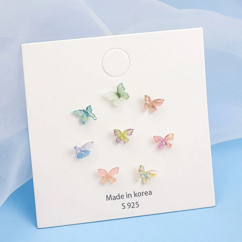 Super Fairy S925 Silver Needle Color Three-dimensional Butterfly Female Stud Earrings