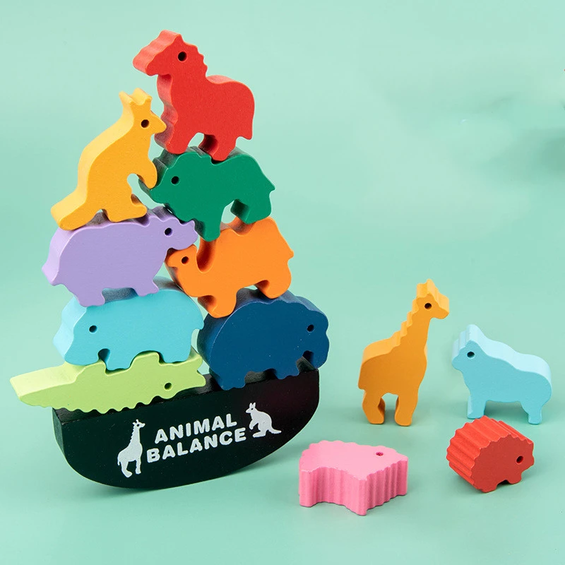 Animal Balance Building Blocks Game Stacking High Balance Boat Children'S Hand-Eye Coordination