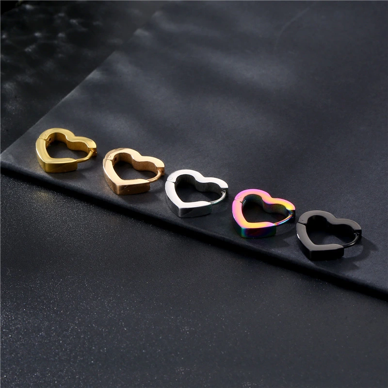 Geometric Love Heart Titanium Steel Earrings