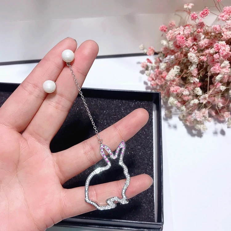 Cute Rabbit Pearl S925 Sterling Silver Earrings