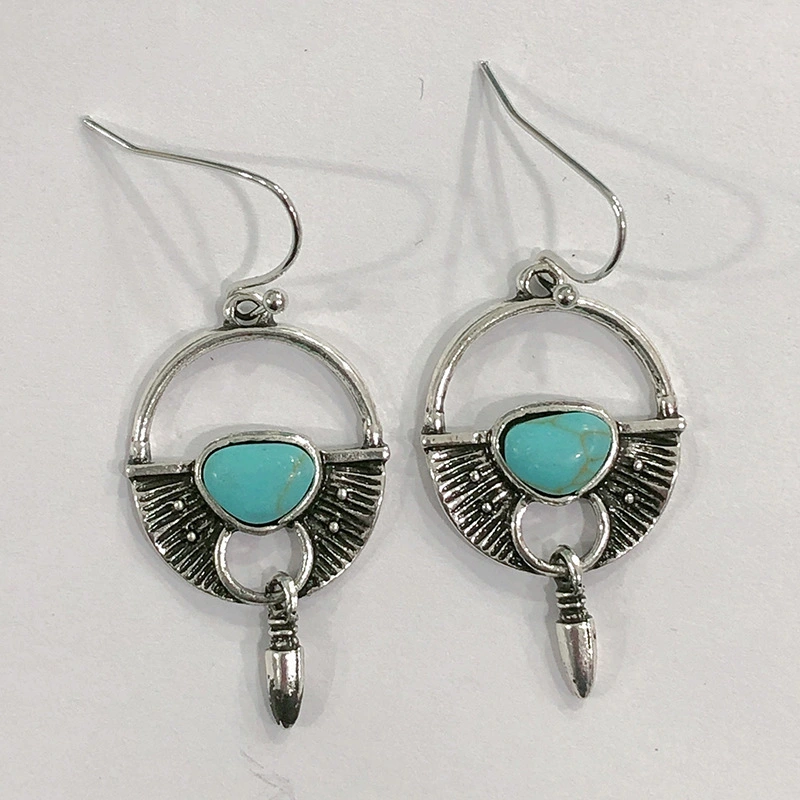 Turquoise Retro Long Earrings Female Earrings