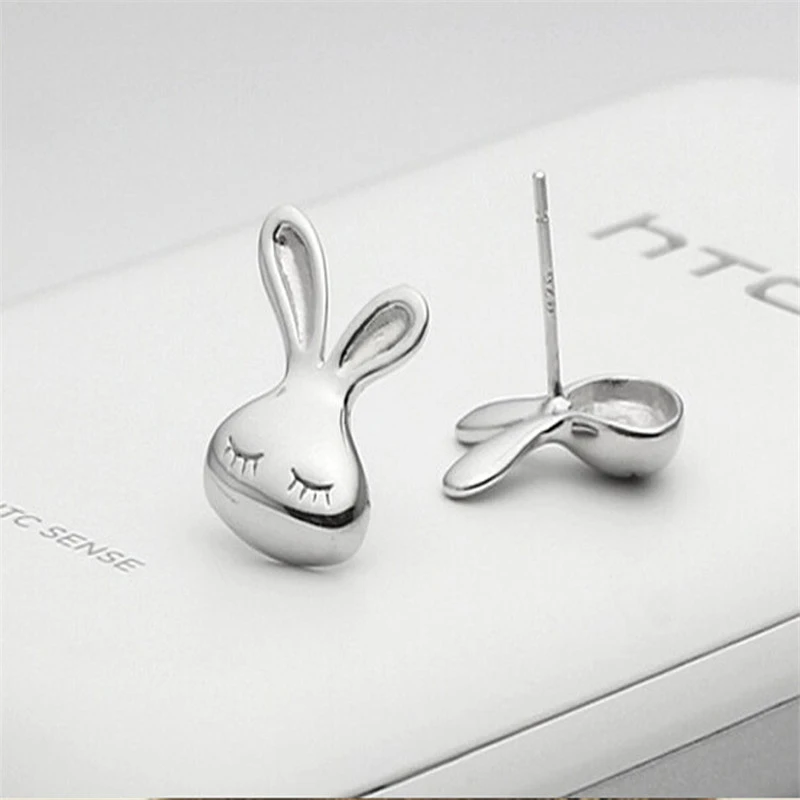 S925 Silver Earrings Hypoallergenic Little White Rabbit Female Earrings