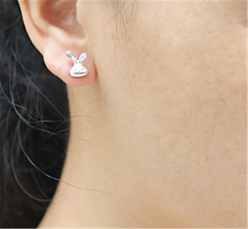 S925 Silver Earrings Hypoallergenic Little White Rabbit Female Earrings