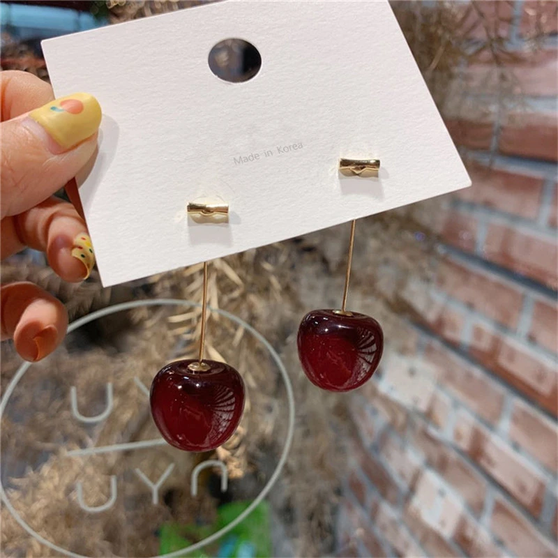 Dongdaemun Net Red Cherry Earrings Super Fairy Temperament