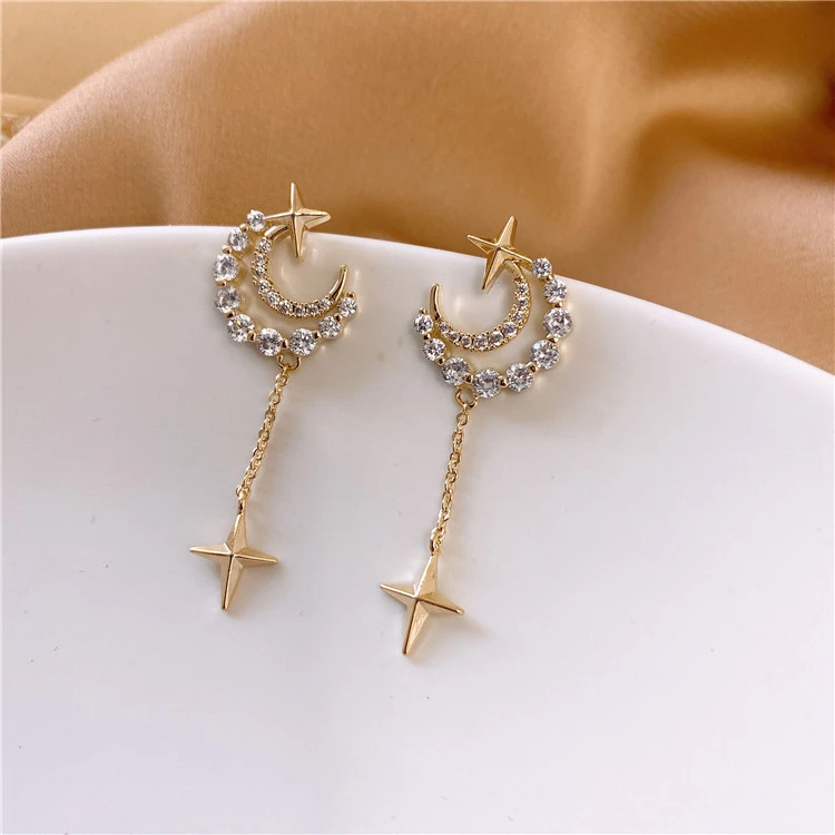 Cold Wind Super Immortal Star Moon Tassel Eardrop