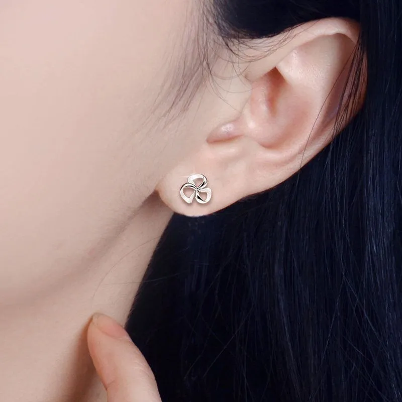 Korean Style S925 Silver Needle Flower Earrings Women