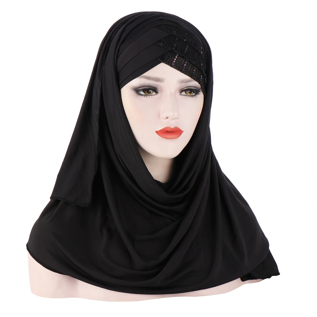 Glitter Scarf For Women, Muslim Headband, Turban, Glitter, Solid Color, Jersey, Hijabs, 