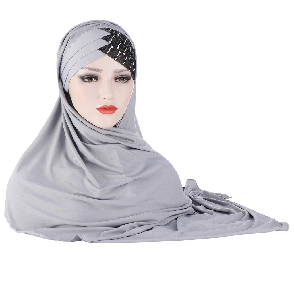 Glitter Scarf For Women, Muslim Headband, Turban, Glitter, Solid Color, Jersey, Hijabs, 
