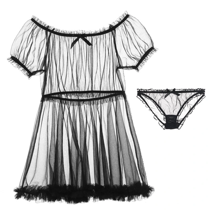 Cute Girl In High-End French See-Through Mesh Pajamas